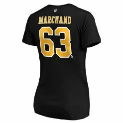 Women's Fanatics Branded Brad Marchand Black Boston Bruins Authentic Stack Name & Number V-Neck T-Shirt -Metaverse shop unnamed file 12684