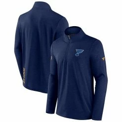 Men's Fanatics Branded Heather Navy St. Louis Blues Authentic Pro Rink Quarter-Zip Jacket