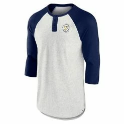 Men's Fanatics Branded Ash/Navy Pittsburgh Penguins True Classics Better Believe Raglan Henley 3/4-Sleeve T-Shirt -Metaverse shop unnamed file 12715