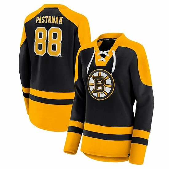 Women's Fanatics Branded David Pastrnak Black/Gold Boston Bruins Lace-Up Raglan Sweatshirt Women's Fanatics Branded David Pastrnak Black/Gold Boston Bruins Lace-Up Raglan Sweatshirt -Metaverse shop unnamed file 12733