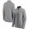 Women's Fanatics Branded Heathered Gray/College Navy Seattle Seahawks Block Party Primary Logo Full-Zip Jacket