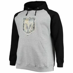 Men's Fanatics Branded Heathered Gray/Black Vegas Golden Knights Big & Tall Raglan Pullover Hoodie -Metaverse shop unnamed file 12810