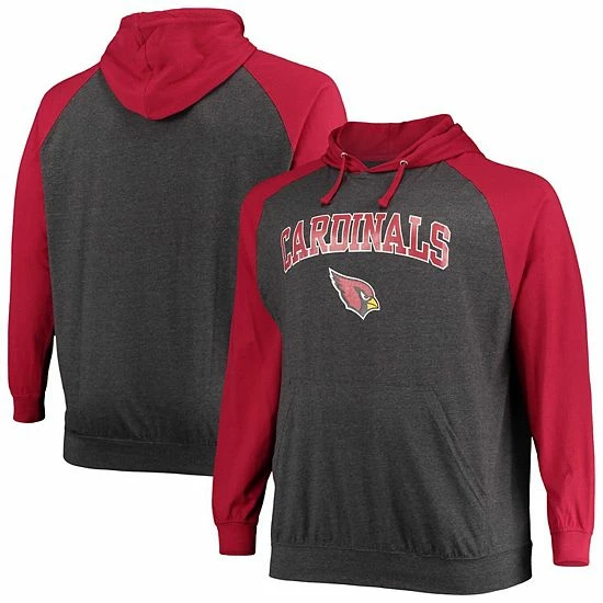 Men's Fanatics Branded Cardinal/Heathered Charcoal Arizona Cardinals Big & Tall Lightweight Raglan Pullover Hoodie 4 Men's Fanatics Branded Cardinal/Heathered Charcoal Arizona Cardinals Big & Tall Lightweight Raglan Pullover Hoodie - Image 2