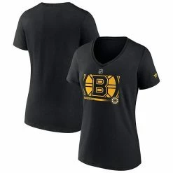 Women's Fanatics Branded Black Boston Bruins Authentic Pro Core Collection Secondary Logo V-Neck T-Shirt