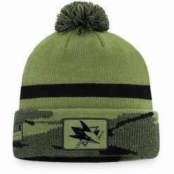 Men's Fanatics Branded Camo San Jose Sharks Military Appreciation Cuffed Knit Hat With Pom
