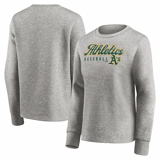 Women's Fanatics Branded Heathered Gray Oakland Athletics Crew Pullover Sweater Women's Fanatics Branded Heathered Gray Oakland Athletics Crew Pullover Sweater -Metaverse shop unnamed file 12960