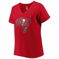 Women's Fanatics Branded Tom Brady Red Tampa Bay Buccaneers Plus Size Player Name & Number Logo V-Neck T-Shirt -Metaverse shop unnamed file 13039