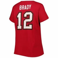 Women's Fanatics Branded Tom Brady Red Tampa Bay Buccaneers Plus Size Player Name & Number Logo V-Neck T-Shirt -Metaverse shop unnamed file 13040