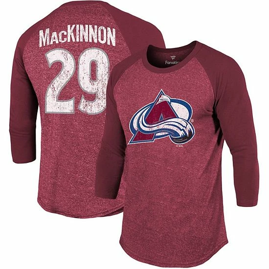 Men's Fanatics Branded Nathan MacKinnon Burgundy Colorado Avalanche Name & Number Tri-Blend Raglan 3/4-Sleeve T-Shirt Men's Fanatics Branded Nathan MacKinnon Burgundy Colorado Avalanche Name & Number Tri-Blend Raglan 3/4-Sleeve T-Shirt -Metaverse shop unnamed file 13068