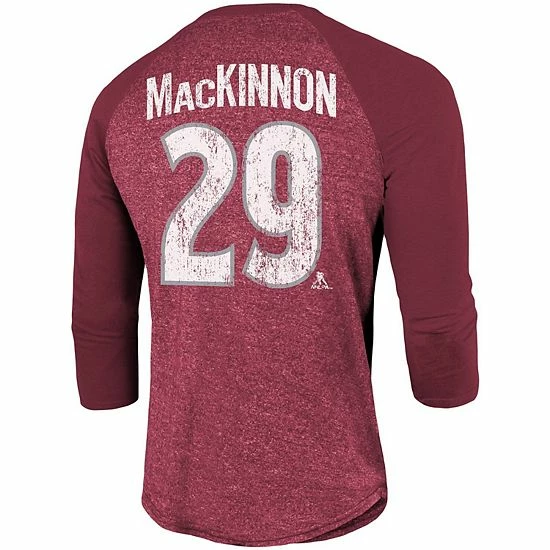 Men's Fanatics Branded Nathan MacKinnon Burgundy Colorado Avalanche Name & Number Tri-Blend Raglan 3/4-Sleeve T-Shirt Men's Fanatics Branded Nathan MacKinnon Burgundy Colorado Avalanche Name & Number Tri-Blend Raglan 3/4-Sleeve T-Shirt -Metaverse shop unnamed file 13070