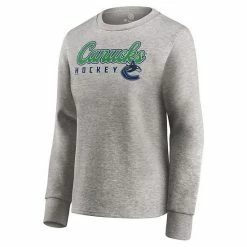 Women's Fanatics Branded Heathered Gray Vancouver Canucks Fan Favorite Script Pullover Sweatshirt -Metaverse shop unnamed file 13165
