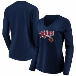 Women's Fanatics Branded Navy Minnesota Twins Core Team Lockup Long Sleeve V-Neck T-Shirt 3 Women's Fanatics Branded Navy Minnesota Twins Core Team Lockup Long Sleeve V-Neck T-Shirt -Metaverse shop unnamed file 13191