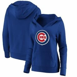 Women's Fanatics Branded Royal Chicago Cubs Official Logo Crossover V-Neck Pullover Hoodie -Metaverse shop unnamed file 13199
