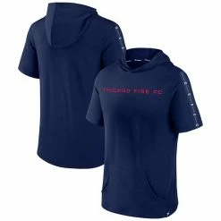 Men's Fanatics Branded Navy Chicago Fire Definitive Victory Short-Sleeved Pullover Hoodie -Metaverse shop unnamed file 13211