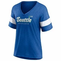 Women's Fanatics Branded Heathered Royal Seattle Seahawks Give It All Half-Sleeve V-Neck T-Shirt -Metaverse shop unnamed file 13233