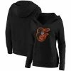 Women's Fanatics Branded Black Baltimore Orioles Core Team Crossover V-Neck Pullover Hoodie