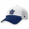 Men's Fanatics Branded White/Blue Toronto Maple Leafs 2021 NHL Draft Authentic Pro On Stage Trucker Snapback Hat