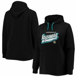 Women's Fanatics Branded Black Jacksonville Jaguars Plus Size First Contact Raglan Pullover Hoodie