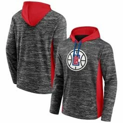 Men's Fanatics Branded Heathered Charcoal LA Clippers Instant Replay Colorblocked Pullover Hoodie -Metaverse shop unnamed file 13342