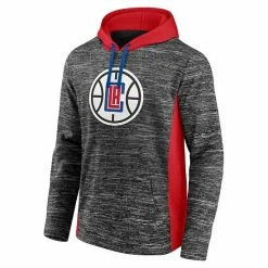 Men's Fanatics Branded Heathered Charcoal LA Clippers Instant Replay Colorblocked Pullover Hoodie -Metaverse shop unnamed file 13343
