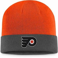 Men's Fanatics Branded Charcoal/Orange Philadelphia Flyers Team Cuffed Knit Hat