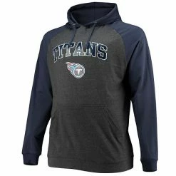 Men's Fanatics Branded Navy/Heathered Charcoal Tennessee Titans Big & Tall Lightweight Raglan Pullover Hoodie -Metaverse shop unnamed file 13352