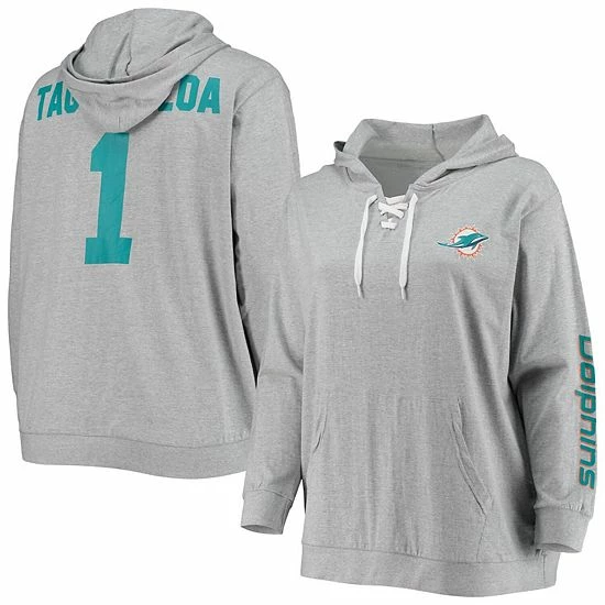 Women's Fanatics Branded Tua Tagovailoa Heathered Gray Miami Dolphins Plus Size Player Name & Number Laced V-Neck Pullover Hoodie Women's Fanatics Branded Tua Tagovailoa Heathered Gray Miami Dolphins Plus Size Player Name & Number Laced V-Neck Pullover Hoodie -Metaverse shop unnamed file 13355