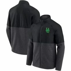 Men's Fanatics Branded Black/Heathered Charcoal Oregon Ducks Durable Raglan Full-Zip Jacket