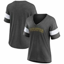 Women's Fanatics Branded Heathered Charcoal Pittsburgh Pirates Wordmark V-Neck Tri-Blend T-Shirt 3 Women's Fanatics Branded Heathered Charcoal Pittsburgh Pirates Wordmark V-Neck Tri-Blend T-Shirt -Metaverse shop unnamed file 13421