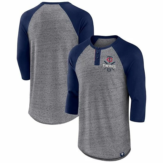 Men's Fanatics Branded Heathered Gray/Navy Minnesota Twins Iconic Above Heat Speckled Raglan Henley 3/4 Sleeve T-Shirt Men's Fanatics Branded Heathered Gray/Navy Minnesota Twins Iconic Above Heat Speckled Raglan Henley 3/4 Sleeve T-Shirt -Metaverse shop unnamed file 13517