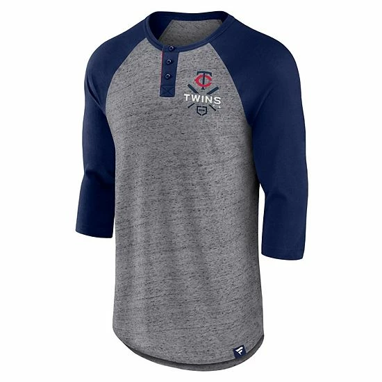 Men's Fanatics Branded Heathered Gray/Navy Minnesota Twins Iconic Above Heat Speckled Raglan Henley 3/4 Sleeve T-Shirt Men's Fanatics Branded Heathered Gray/Navy Minnesota Twins Iconic Above Heat Speckled Raglan Henley 3/4 Sleeve T-Shirt -Metaverse shop unnamed file 13518