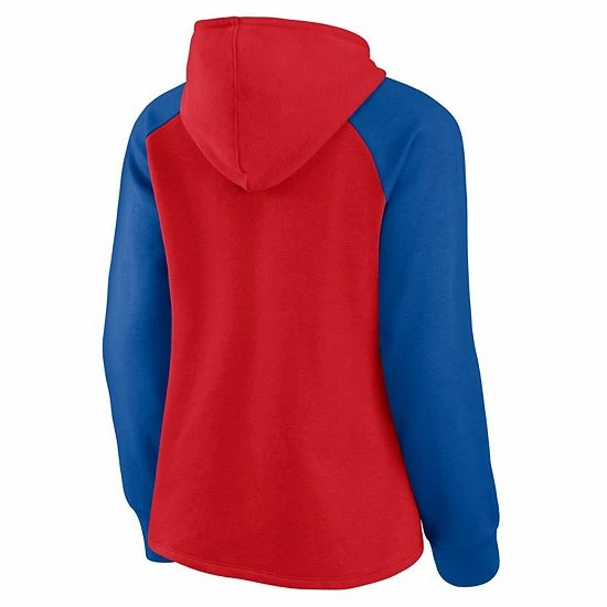 Women's Fanatics Branded Red/Royal Philadelphia 76ers Record Holder Raglan Pullover Hoodie 6 Women's Fanatics Branded Red/Royal Philadelphia 76ers Record Holder Raglan Pullover Hoodie - Image 4