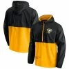 Men's Fanatics Branded Black/Gold Pittsburgh Penguins Thrill Seeker Anorak Half-Zip Jacket -Metaverse shop unnamed file 13615
