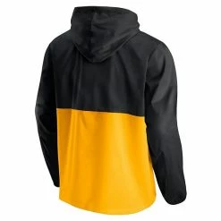 Men's Fanatics Branded Black/Gold Pittsburgh Penguins Thrill Seeker Anorak Half-Zip Jacket -Metaverse shop unnamed file 13617