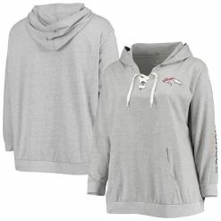 Women's Fanatics Branded Heathered Gray Denver Broncos Plus Size Lace-Up Pullover Hoodie -Metaverse shop unnamed file 13626