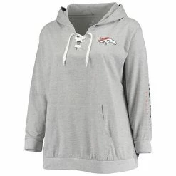 Women's Fanatics Branded Heathered Gray Denver Broncos Plus Size Lace-Up Pullover Hoodie -Metaverse shop unnamed file 13627