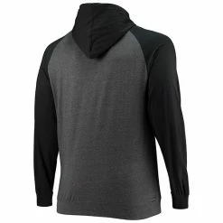 Men's Fanatics Branded Black/Heathered Charcoal Carolina Panthers Big & Tall Lightweight Raglan Pullover Hoodie -Metaverse shop unnamed file 13700