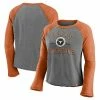 Fanatics Women's Majestic Heathered Gray/Heathered Texas Orange Texas Longhorns Competitive Edge Cropped Raglan Long Sleeve T-Shirt