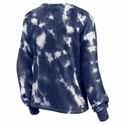 Women's Fanatics Branded White/Navy Milwaukee Brewers Tie-Dye V-Neck Pullover Cropped Tee -Metaverse shop unnamed file 13730