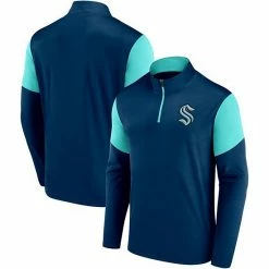 Men's Fanatics Branded Deep Sea Blue Seattle Kraken Logo Quarter-Zip Jacket -Metaverse shop unnamed file 13784