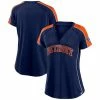 Women's Fanatics Branded Navy/Orange Detroit Tigers True Classic League Diva Pinstripe Raglan V-Neck T-Shirt -Metaverse shop unnamed file 13787