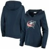 Women's Fanatics Branded Navy Columbus Blue Jackets Primary Team Logo Fleece V-Neck Pullover Hoodie -Metaverse shop unnamed file 138