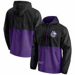 Men's Fanatics Branded Black/Purple Sacramento Kings Anorak Block Party Windbreaker Half-Zip Hoodie Jacket -Metaverse shop unnamed file 13805