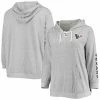 Women's Fanatics Branded Heathered Gray Houston Texans Plus Size Lace-Up Pullover Hoodie -Metaverse shop unnamed file 13808