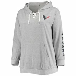 Women's Fanatics Branded Heathered Gray Houston Texans Plus Size Lace-Up Pullover Hoodie -Metaverse shop unnamed file 13810