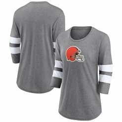 Women's Fanatics Branded Heathered Gray Cleveland Browns Primary Logo 3/4 Sleeve Scoop Neck T-Shirt 3 Women's Fanatics Branded Heathered Gray Cleveland Browns Primary Logo 3/4 Sleeve Scoop Neck T-Shirt -Metaverse shop unnamed file 13821