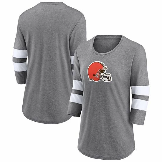 Women's Fanatics Branded Heathered Gray Cleveland Browns Primary Logo 3/4 Sleeve Scoop Neck T-Shirt Women's Fanatics Branded Heathered Gray Cleveland Browns Primary Logo 3/4 Sleeve Scoop Neck T-Shirt -Metaverse shop unnamed file 13821