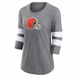 Women's Fanatics Branded Heathered Gray Cleveland Browns Primary Logo 3/4 Sleeve Scoop Neck T-Shirt 4 Women's Fanatics Branded Heathered Gray Cleveland Browns Primary Logo 3/4 Sleeve Scoop Neck T-Shirt -Metaverse shop unnamed file 13822