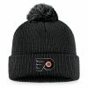 Men's Fanatics Branded Black Philadelphia Flyers Core Primary Logo Cuffed Knit Hat With Pom
