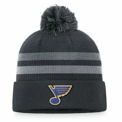 Men's Fanatics Branded Charcoal St. Louis Blues Authentic Pro Home Ice Cuffed Knit Hat With Pom